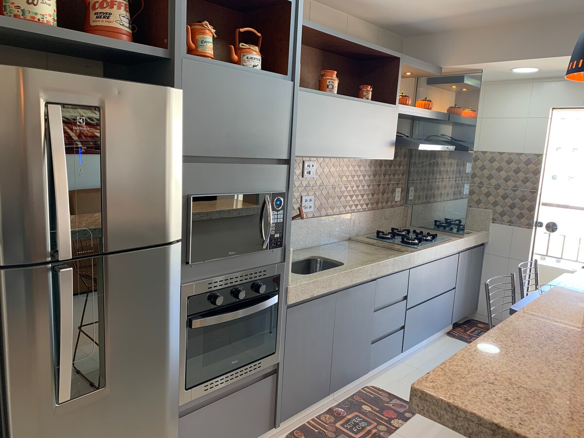 cozinha do Apartamento Luxuoso em Caldas Novas