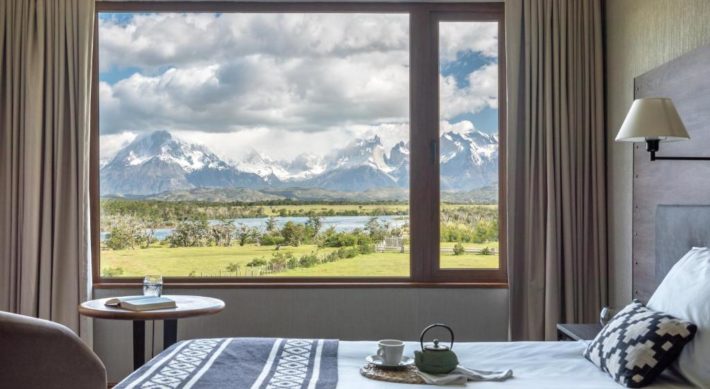 hotel na patagonia chilena com quarto com vista para o torres del paine